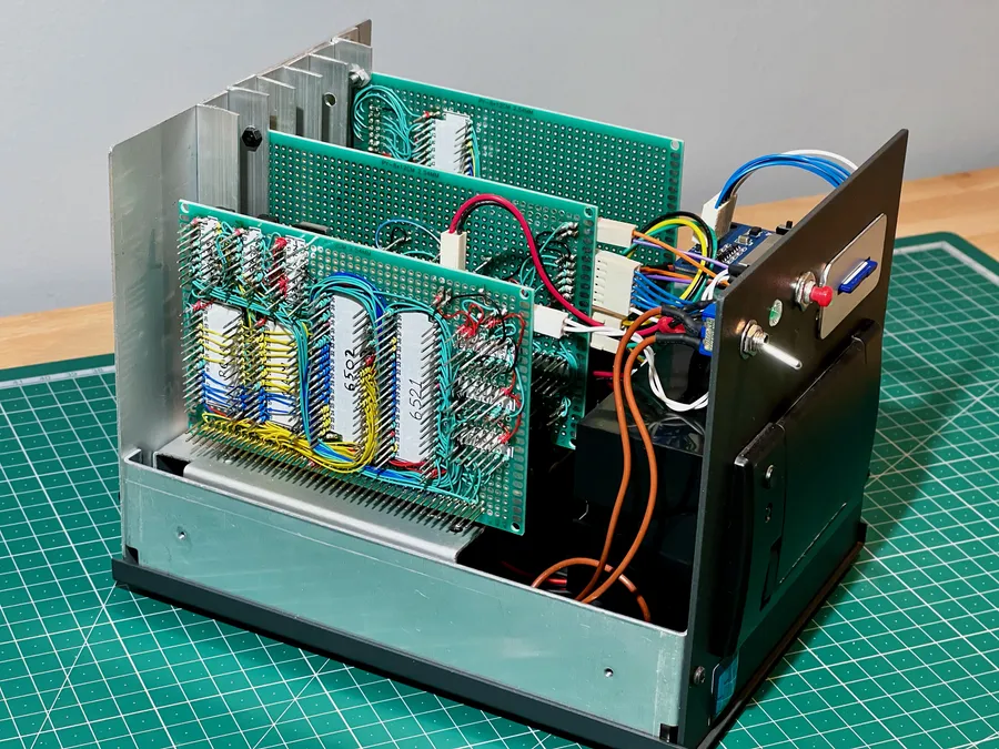 Click to view full size - Inside view of the left showing the wire sides of each board