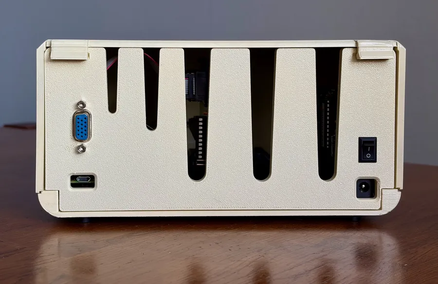 Click to view full size - From the back there is access to the VGA connector, the USB port on the Pico for keyboard input, and 12V power input.